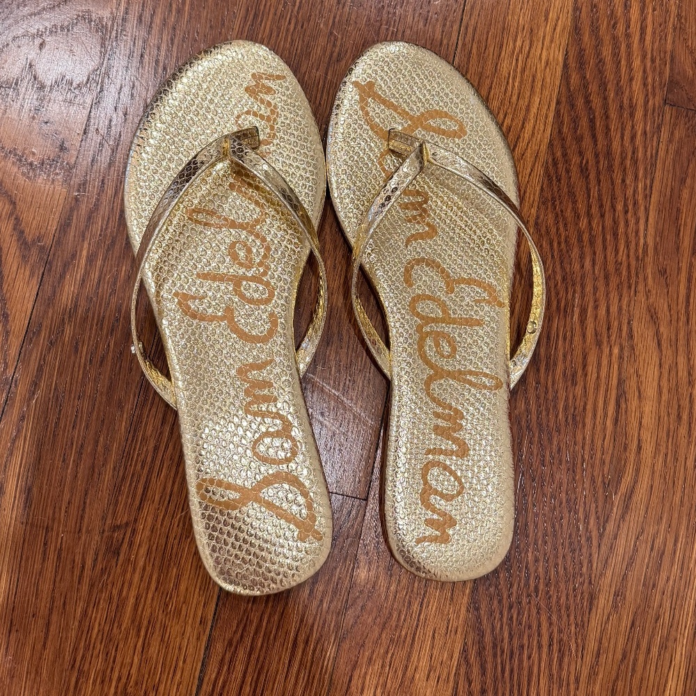Sam Edelman Gold Oliver Sandals Size 9 - Picture 2 of 4